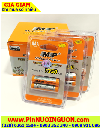 COMBO MUA 1hộp 12vỉ Pin sạc AAA 1.2v MP HR03 AAA 1250mAh chính hãng _Giá chỉ 576.000đ/Hộp 24viên